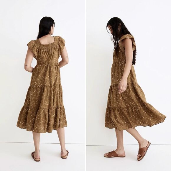 Madewell Brown Floral Midi Dress - Picture 2 of 12